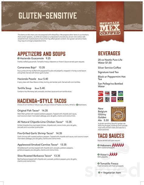 Uncle Julios menu also includes Tex-Mex. . Hacienda colorado allergen menu